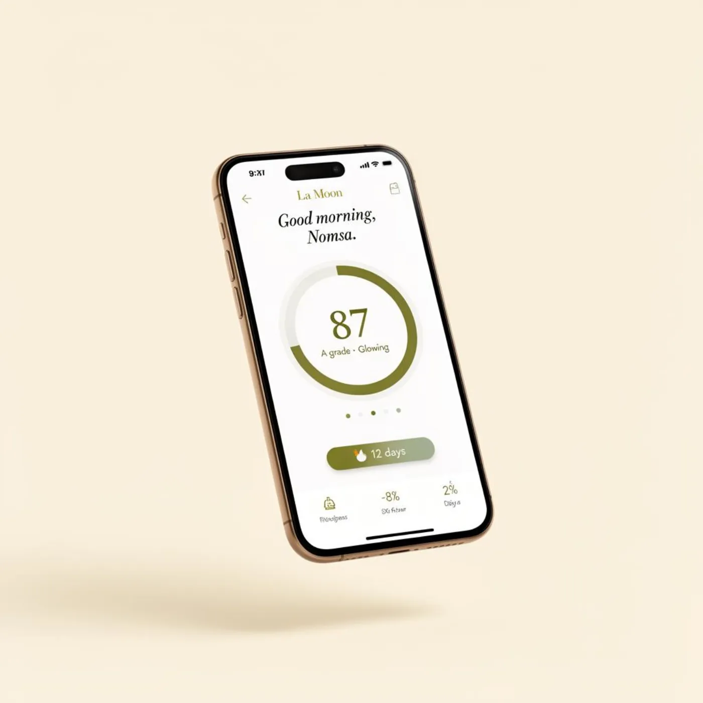 La Moon Digital Skin Diary app shown on a phone